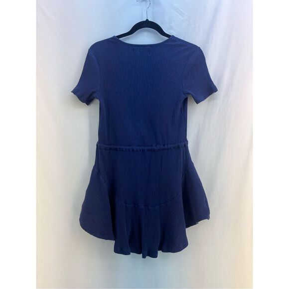 MINKPINK Romanticize Drawstring Ribbed Dress Navy Size L - Picture 5 of 11